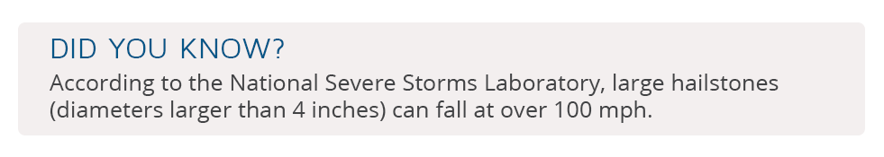 did you know that large hailstones can fall at speeds over 100 mph?